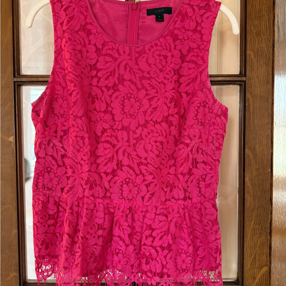 J. Crew Pink Lace Sleeveless Top